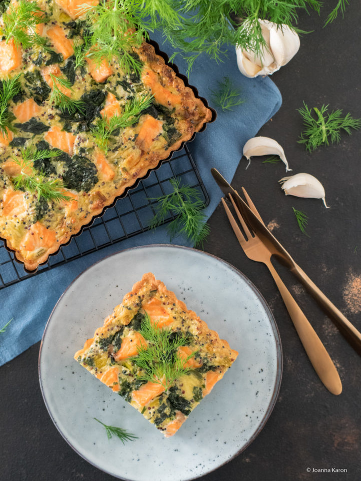 Quinoa-Lachs-Quiche mit Lauch und Spinat - Die Küchenzuckerschnecke